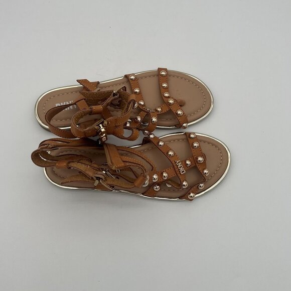 DKNY Womens Tan Gladiator Sandals With Gold Studs Size UK 4 / US 6 - Picture 3 of 5